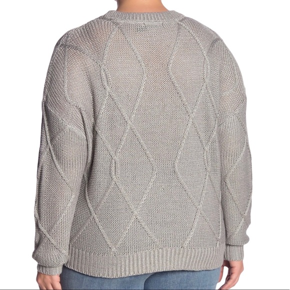 RDI Cable Knit & Crochet Detailing Pullover Sweater Grey Size 1X NWT - Picture 2 of 7